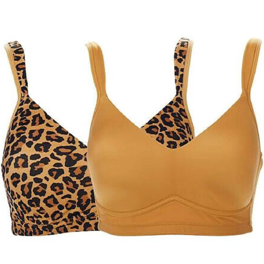 Rhonda Shear Leopard and Mustard Bralette Duo